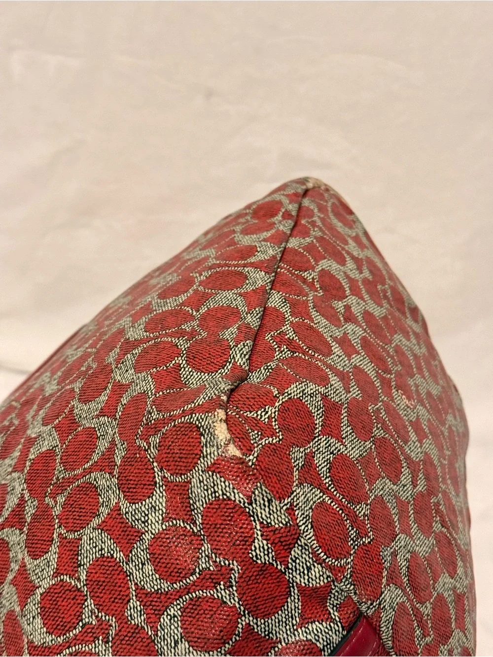 Coach Signature Coated Canvas Taxi Zip Top Red Tote with Removable Pouch